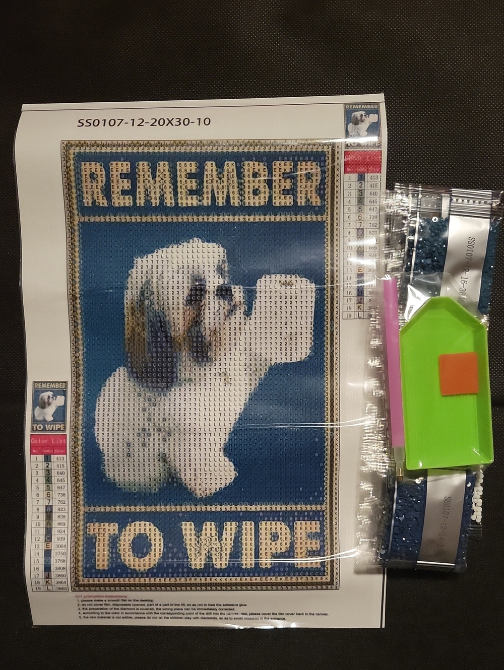 DIY Shih Tzu Diamond Art Kit (20cm x 30cm)